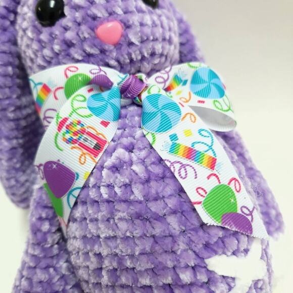 Crochet Bunny Handmade Toy Plush Purple Kids Girls Easter Gift Stuffed Animal St - Picture 7 of 8